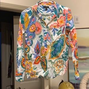 J Crew 3/4 button up top